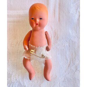 Kerr & Hines USA Bisque Baby Doll With Original Heart-Patterned Box Vintage